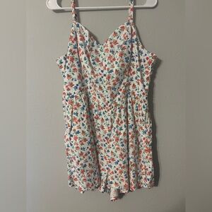 Old Navy Floral Romper - Red, Blue, Green on White
